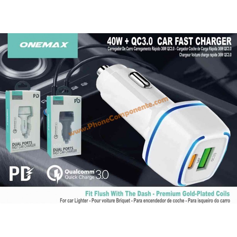 Cargador rápido USB para coche con QuickCharge 3.0 de 36W